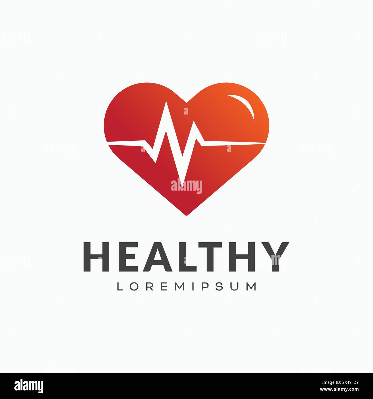 Logo Red Heartbeat, concept de soins de santé cardiaque Illustration de Vecteur