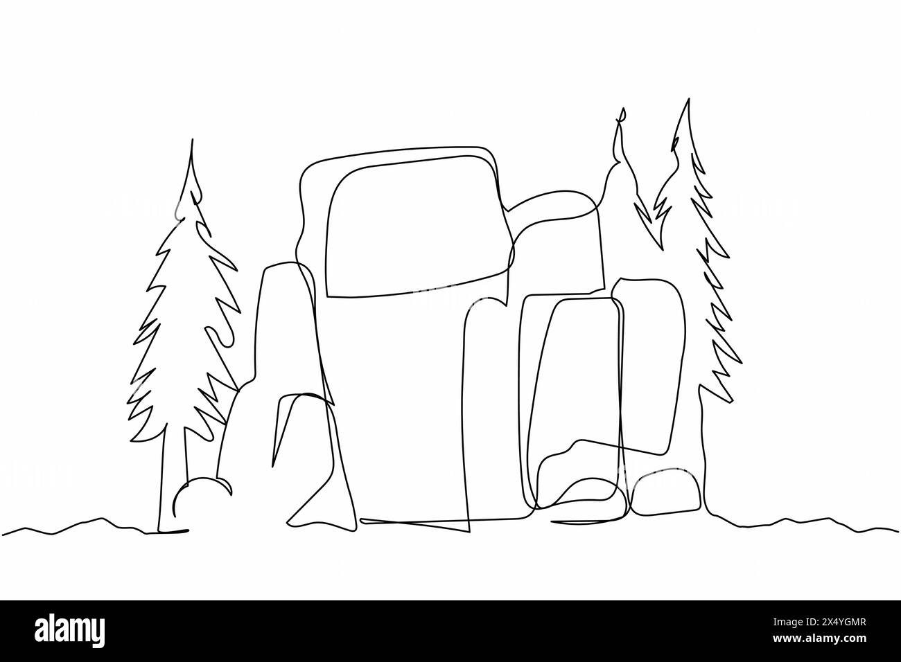 Entrée d'une grotte préhistorique en pierre dessinant une ligne. Grotte de maison en pierre de l'âge passé. Maison d'homme des cavernes ou animal antique pour la protection. Moderne, suite Illustration de Vecteur