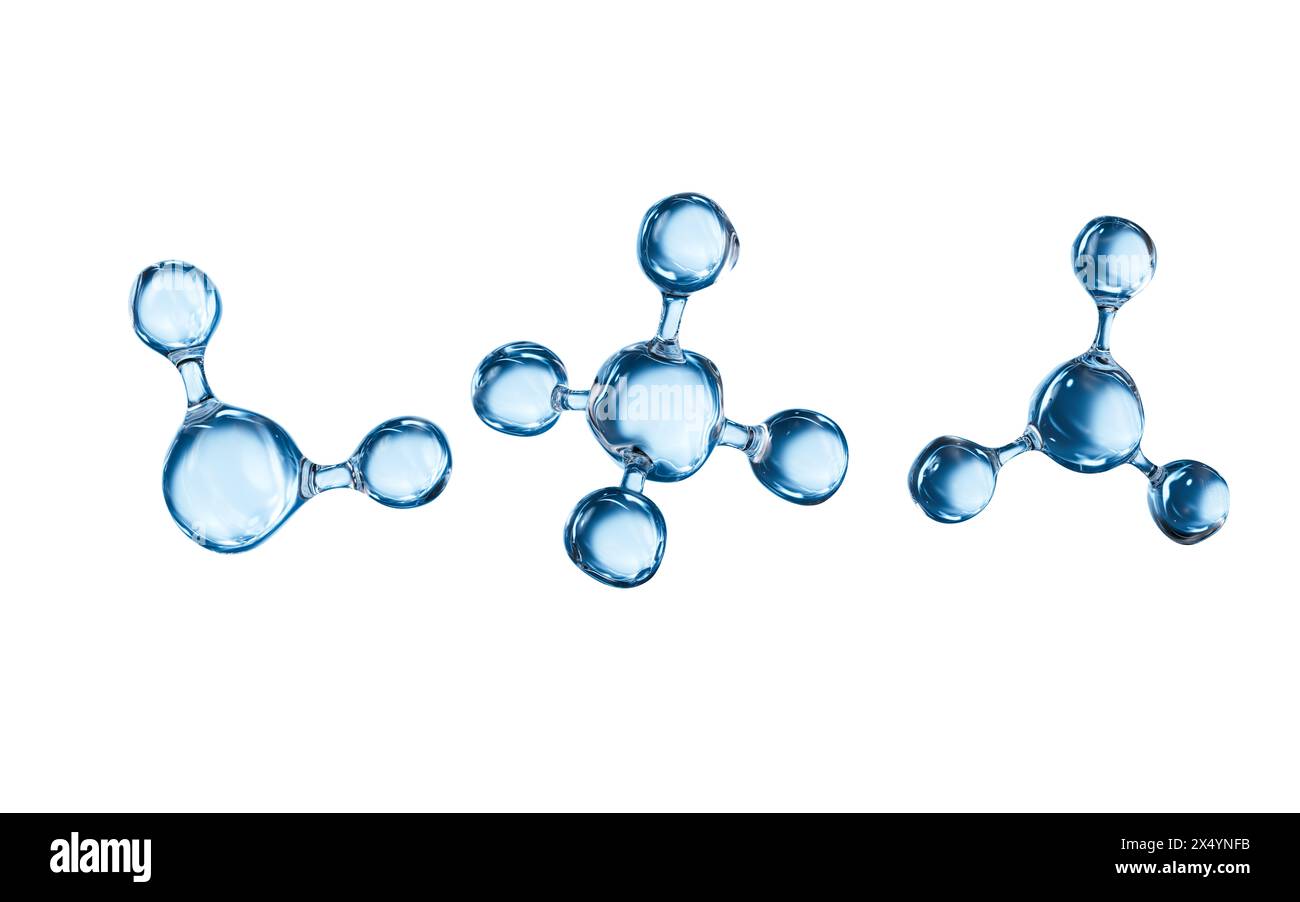 Structure moléculaire bleue, soin de la peau et concept biomédical, rendu 3D. illustration 3d. Banque D'Images