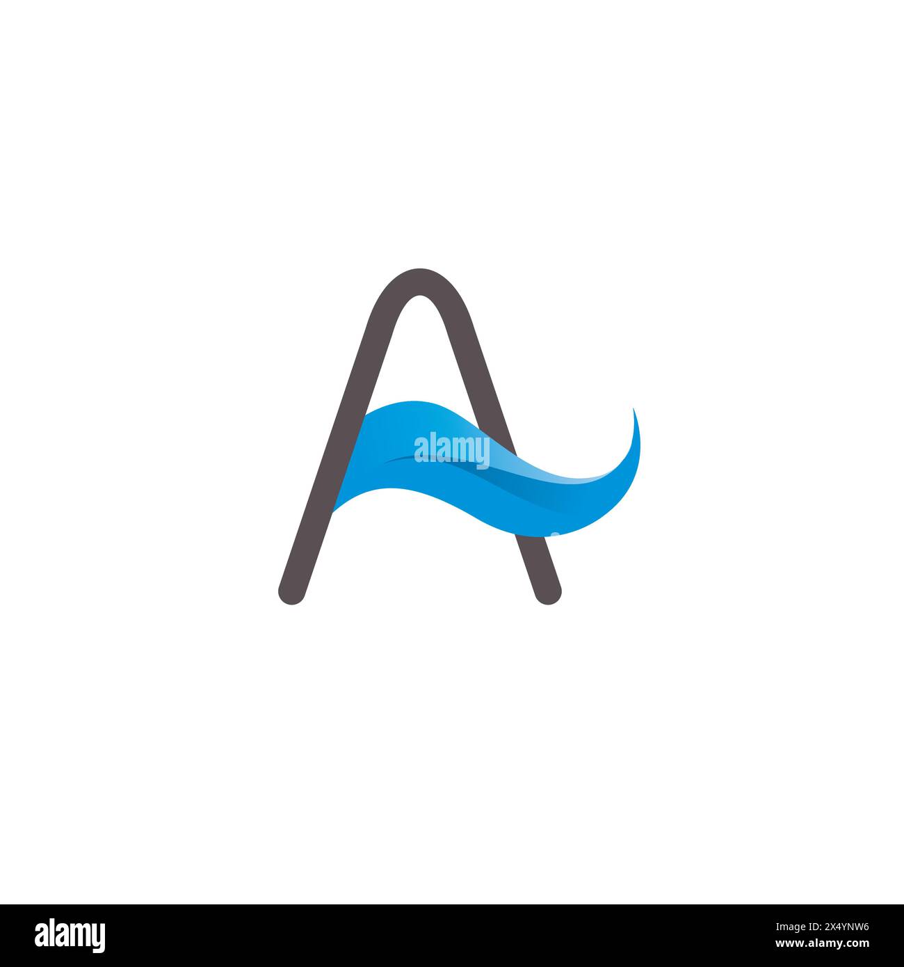 Logo lettre A Wave avec couleur grise et bleue. Un logo initial Illustration de Vecteur