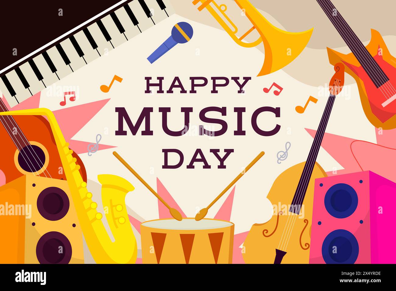 illustration de fond de journée de musique du monde de conception plate Illustration de Vecteur