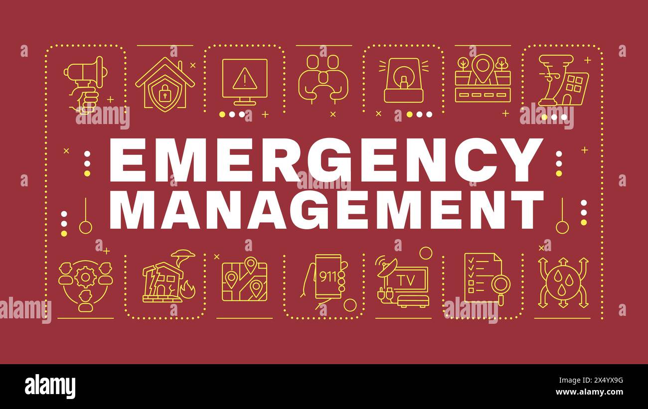 Concept de mot rouge foncé pour la gestion des urgences Illustration de Vecteur