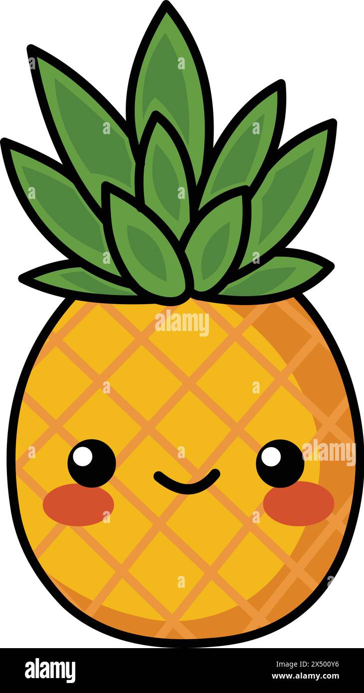 Heureux personnage d'ananas dans un style kawaii Illustration de Vecteur
