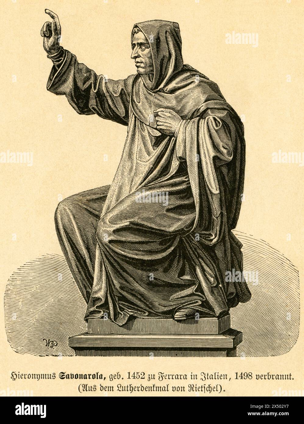 Girolamo Savonarola, prêtre catholique italien, LE DROIT D'AUTEUR DE L'ARTISTE N'A PAS À ÊTRE EFFACÉ Banque D'Images