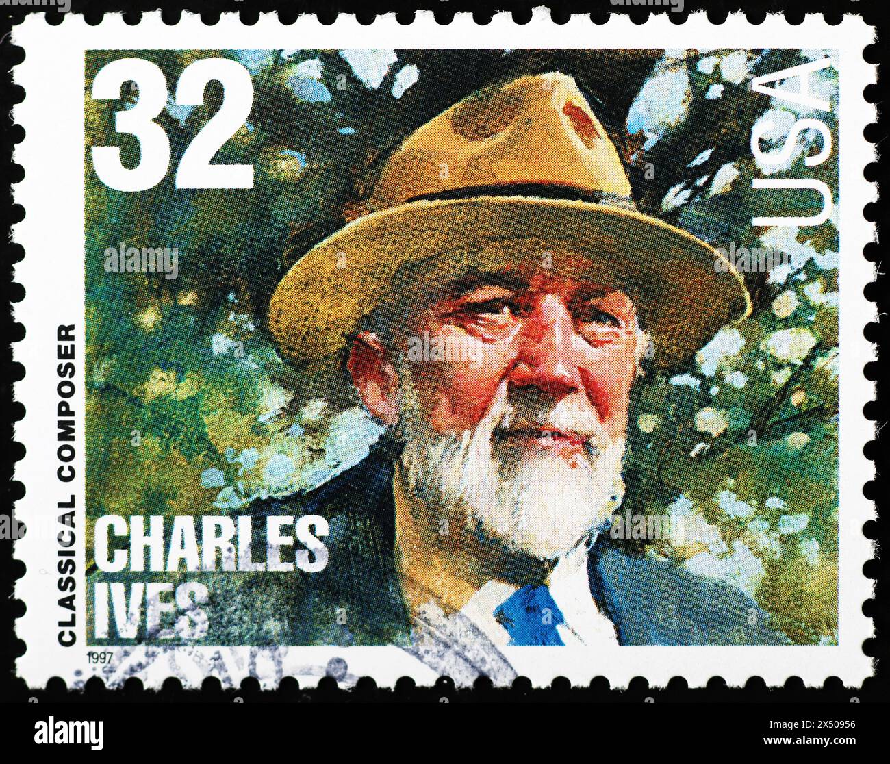 Compositeur classique Charles Ives sur timbre américain Banque D'Images