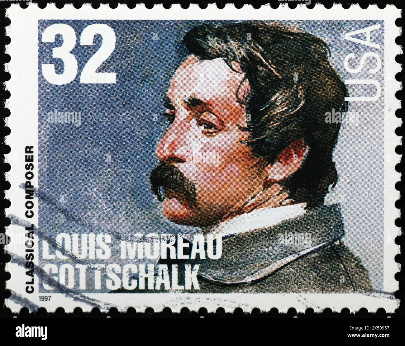 Compositeur classique Louis Moreau Gottschalk sur timbre américain Banque D'Images