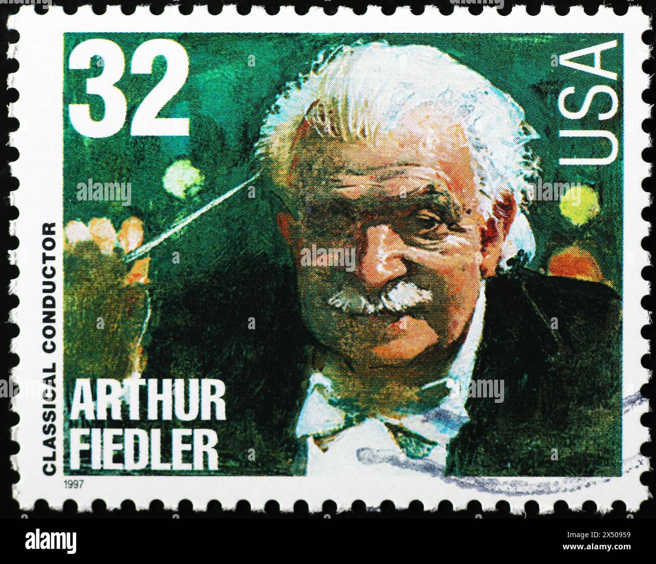 Chef d'orchestre classique Arthur Fiedler sur timbre américain Banque D'Images