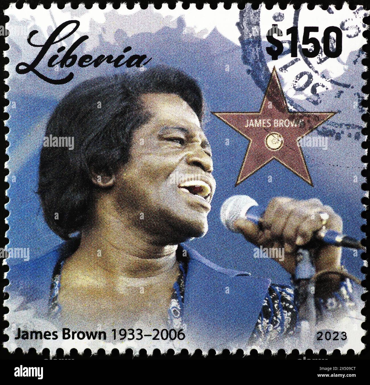 James Brown sur timbre-poste du Libéria Banque D'Images