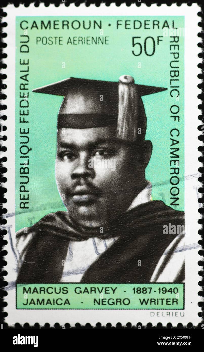 Portrait de Marcus Garvey sur timbre-poste Banque D'Images