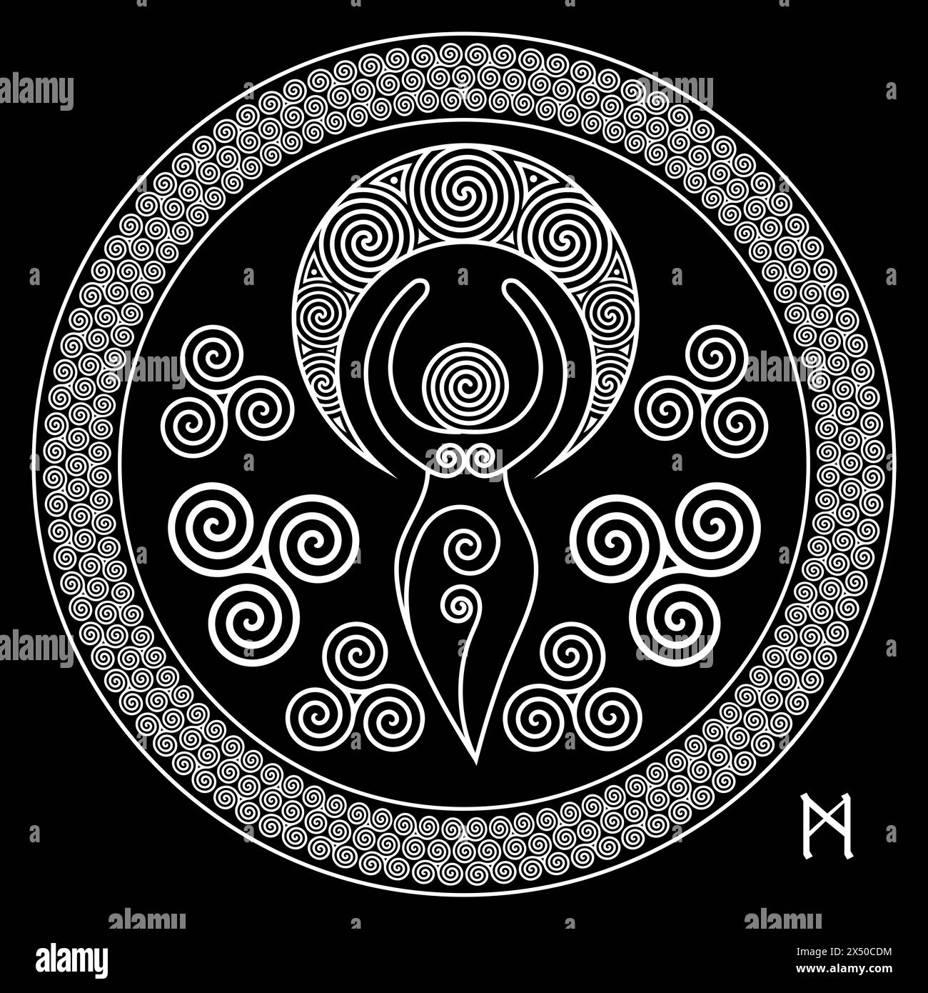 Ensemble, cadres de méandres ronds, motif européen ancien et couronne de feuilles de chêne et de glands Illustration de Vecteur