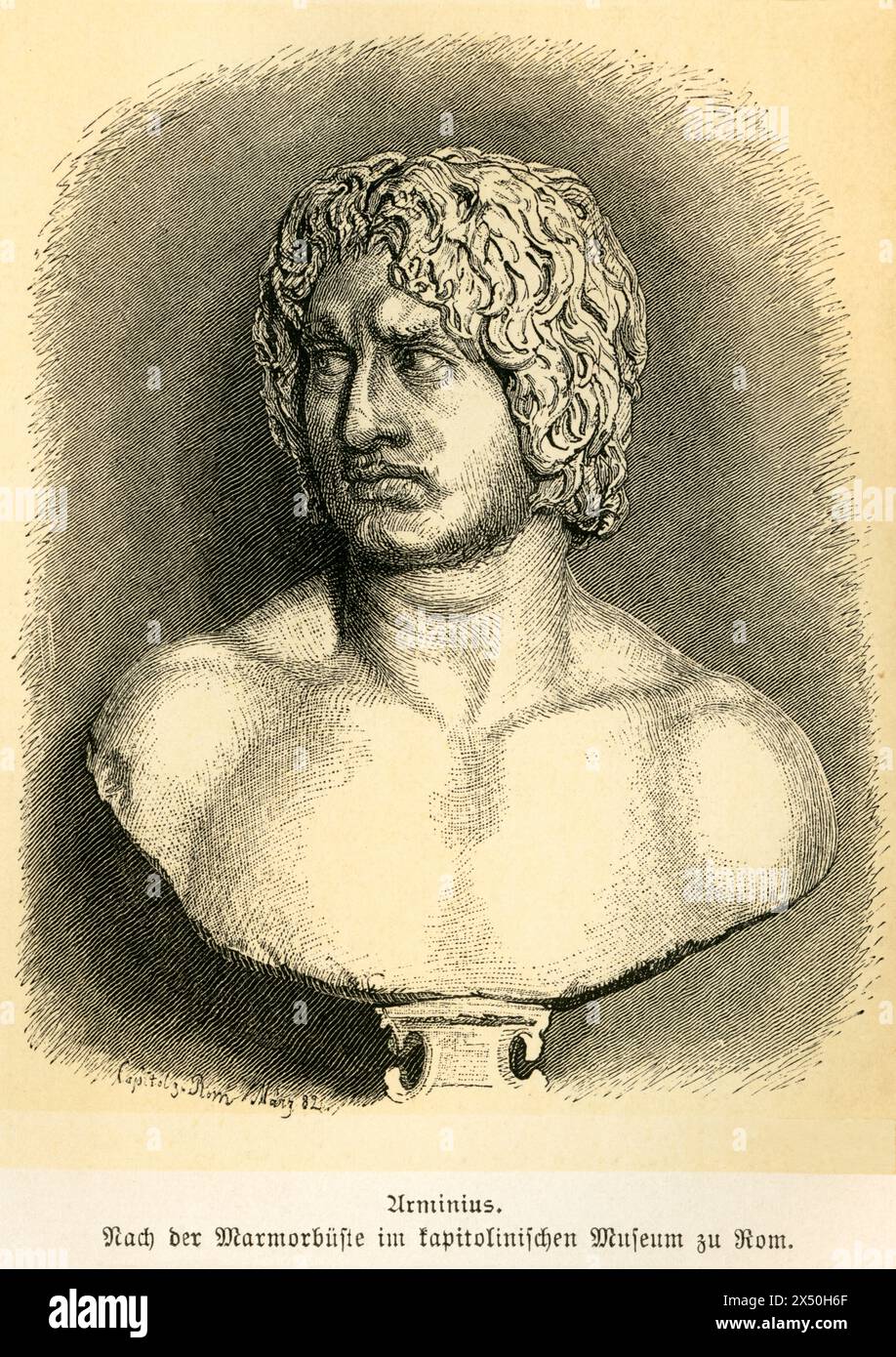 Arminius ou Cherusci germanique, image tirée de : 'Römische Geschichte' (histoire romaine), par Dr Karl Ludwig Roth, LE DROIT D'AUTEUR DE L'ARTISTE N'A PAS À ÊTRE EFFACÉ Banque D'Images
