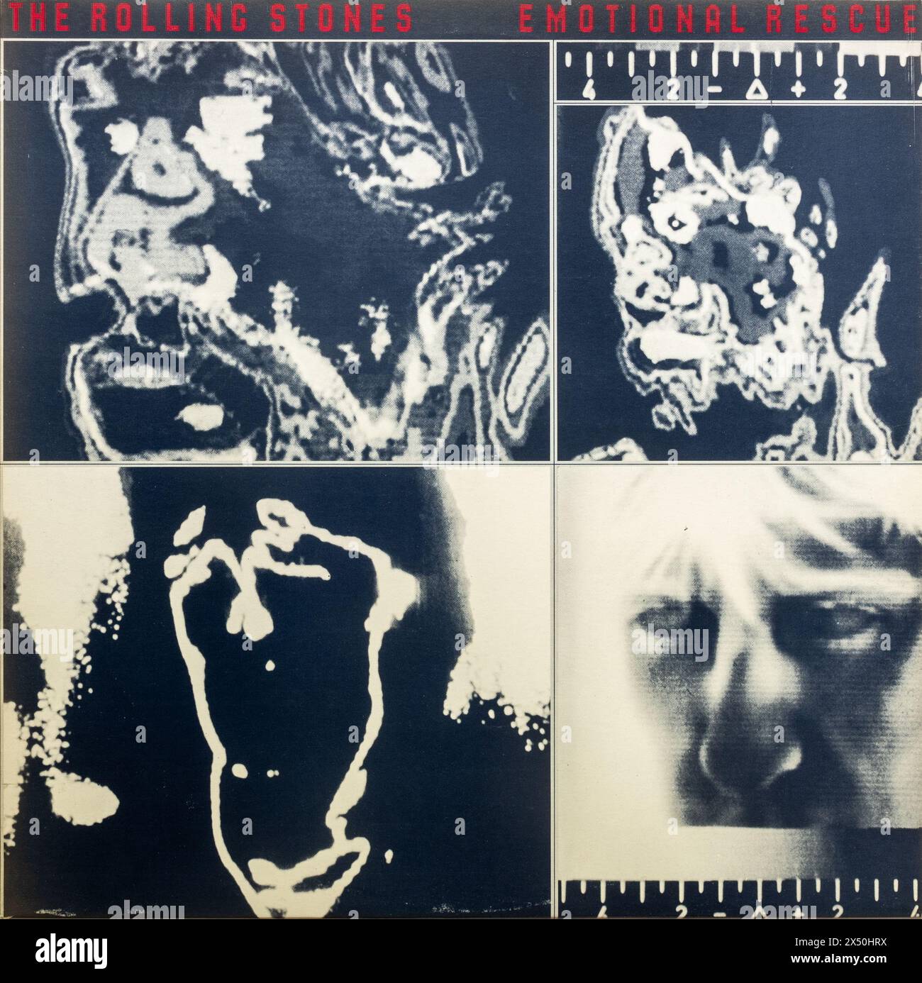 Couverture de l'album vinyle Emotional Rescue par les Rolling Stones Banque D'Images