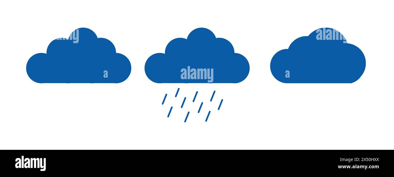 Ensemble de nuages. Panneaux de prévision météorologique. Illustration du symbole de la technologie Cloud Banque D'Images