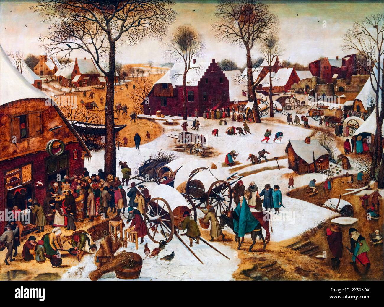 Pieter Brueghel le jeune, le recensement de Bethléem, peinture à l'huile sur bois, 1610 Banque D'Images