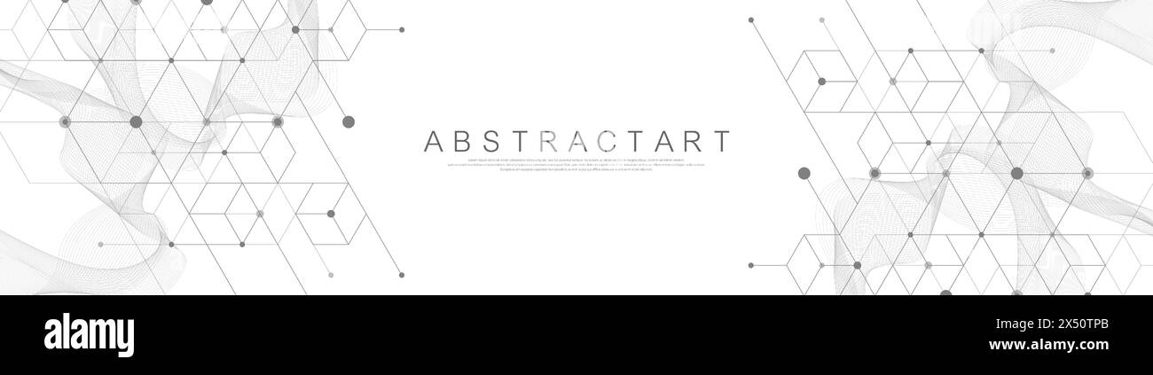 Soins de santé modernes ou conception de fond médical. Concept d'innovation en soins de santé. Bannière Web d'en-tête horizontale. Fond géométrique abstrait avec Illustration de Vecteur