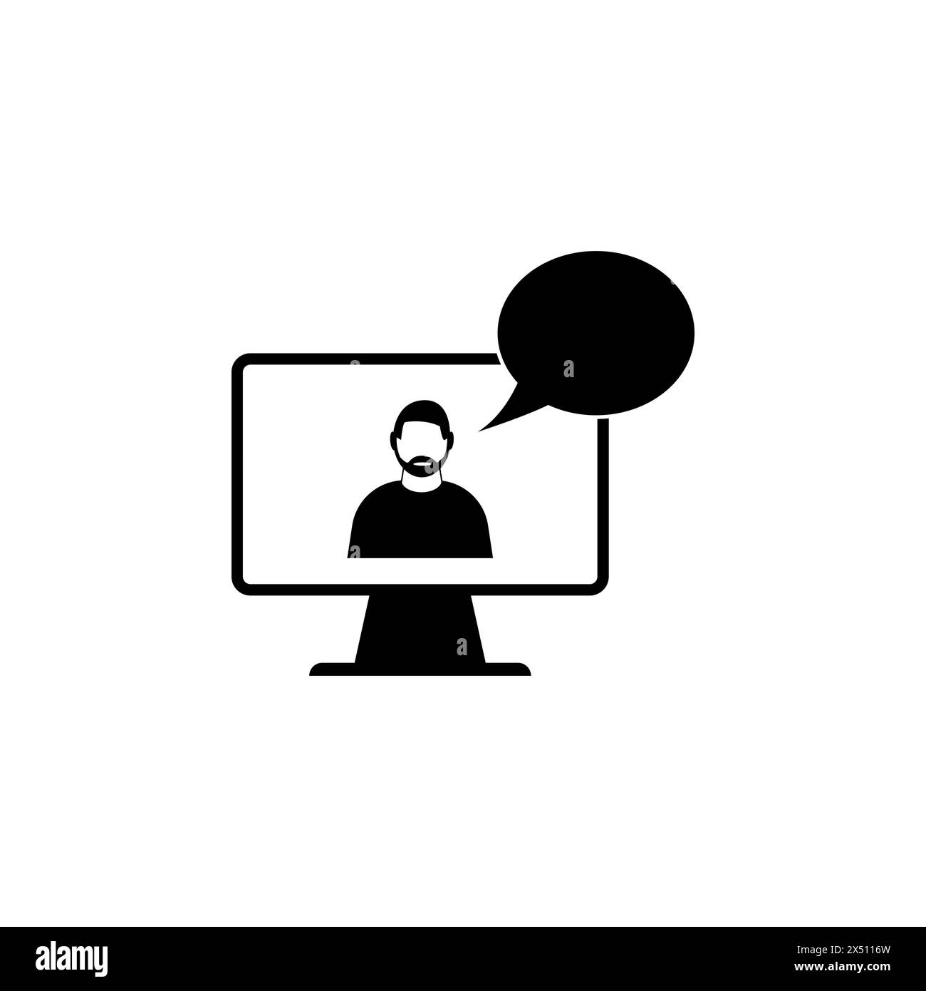 Reporter Presenter correspondant Speaker News TV Flat Vector icône. Symbole solide simple isolé sur fond blanc. Reporter correspondant News signe Illustration de Vecteur