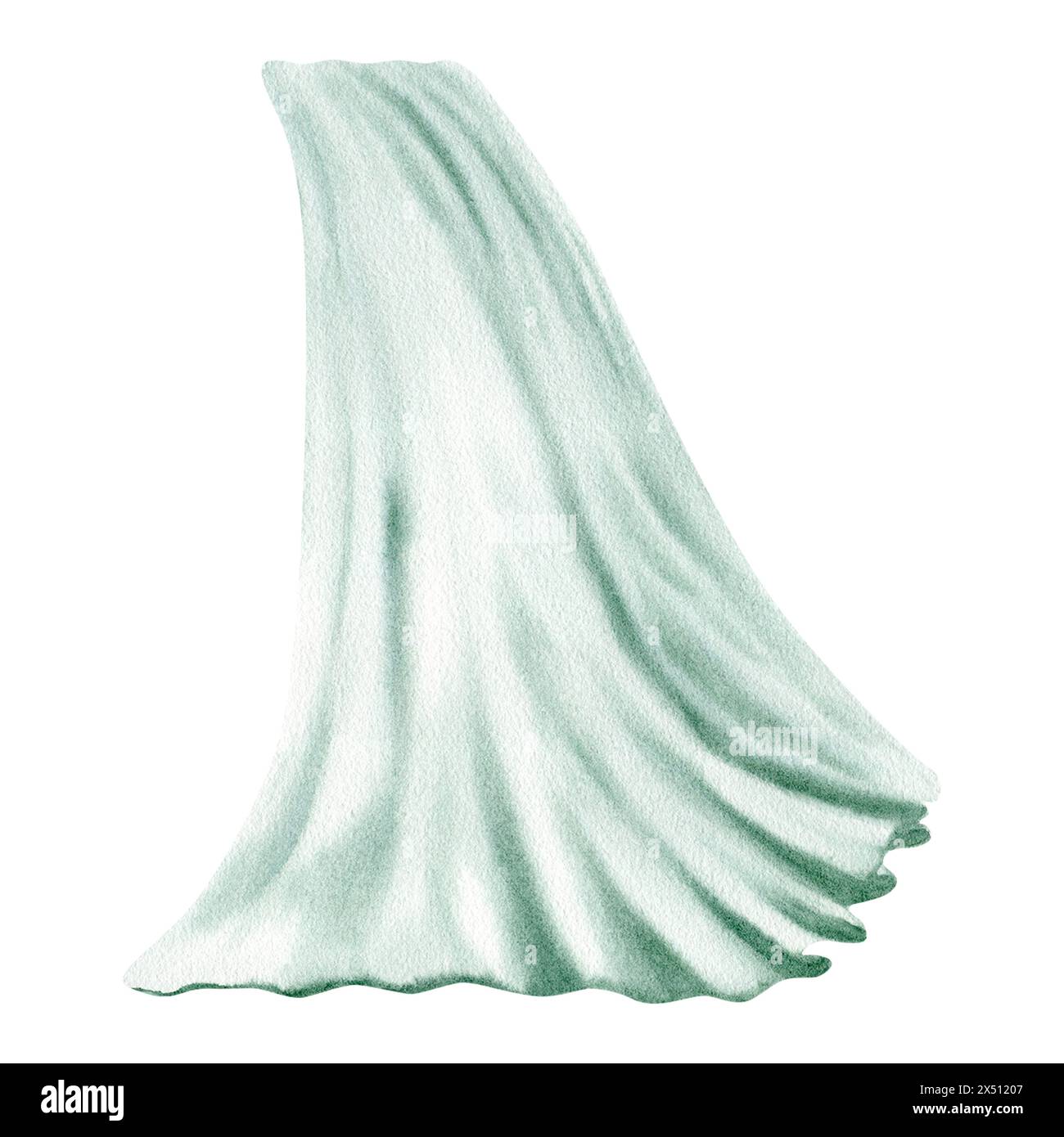 Toile de fond de rideau transparent. Rideaux décoratifs de scène ou de fenêtre en tissu. Illustration d'aquarelle dessinée à la main isolée sur fond blanc. Style vintage Banque D'Images