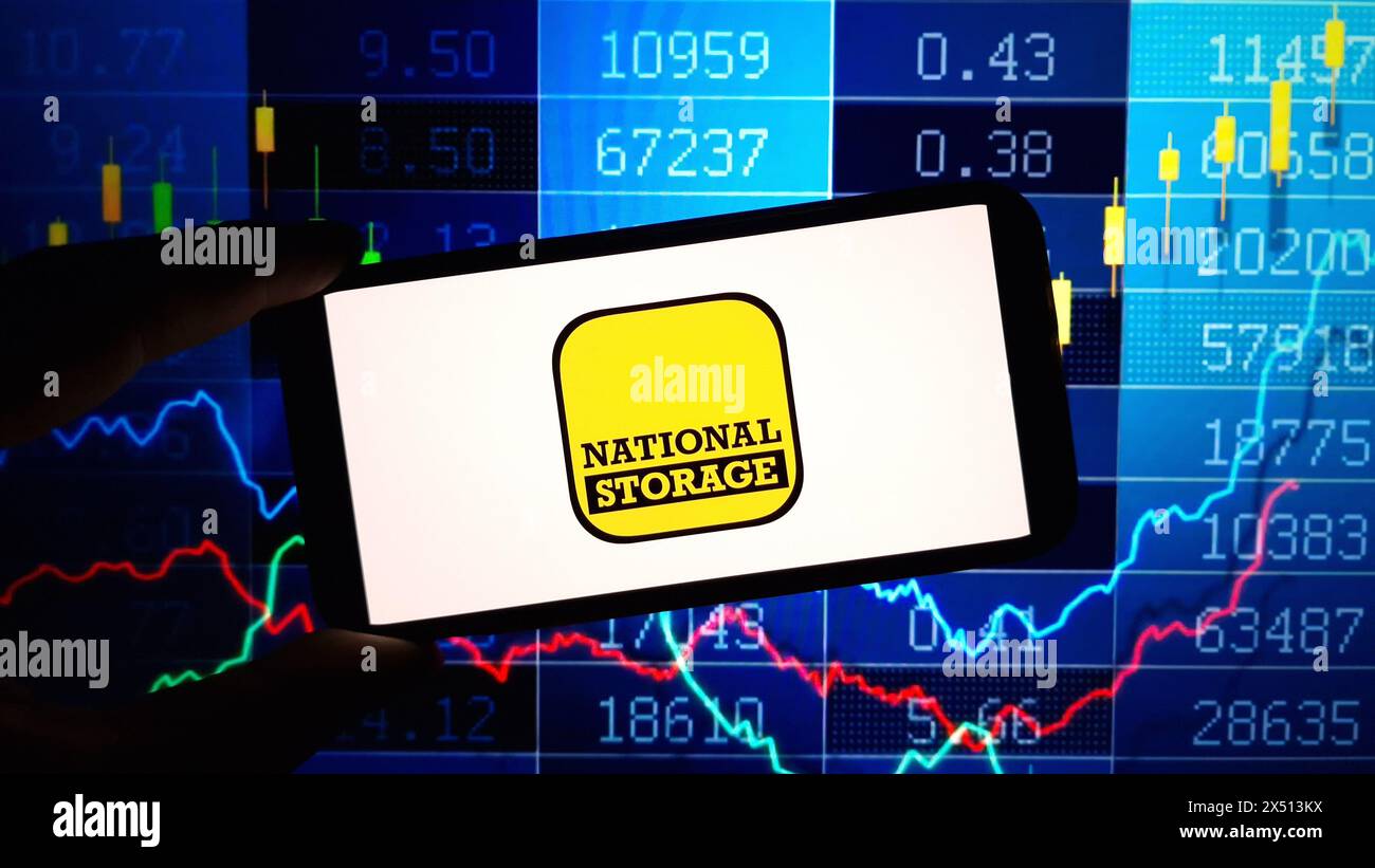 Konskie, Pologne - 17 mars 2024 : logo de la société de stockage national affiché sur le téléphone portable Banque D'Images