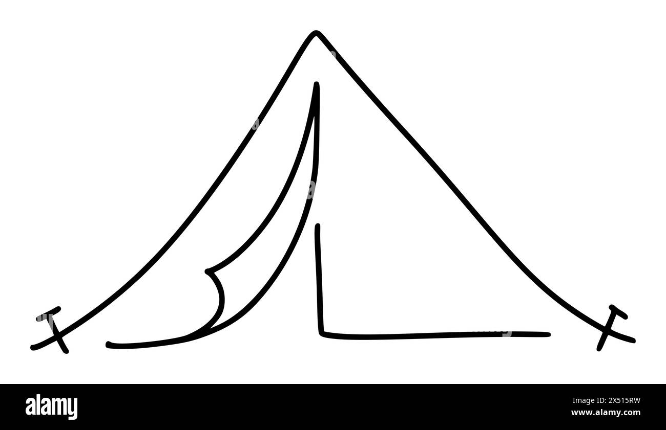Tente doodle icône du tourisme. Illustration d'art clip de camp vectoriel dessinée à la main pour le livre d'enfants, la conception Web Illustration de Vecteur