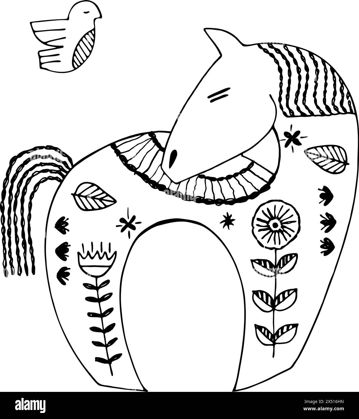 Illustration de cheval ethnique de vecteur vintage. Illustration de Vecteur