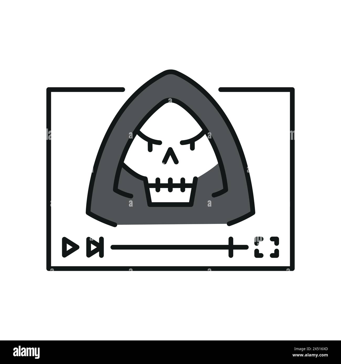 Icône noire de ligne de genre de film d'horreur. Signez pour la page Web, l'application mobile, le bouton, le logo. Bouton isolé de vecteur. Contour modifiable. Illustration de Vecteur