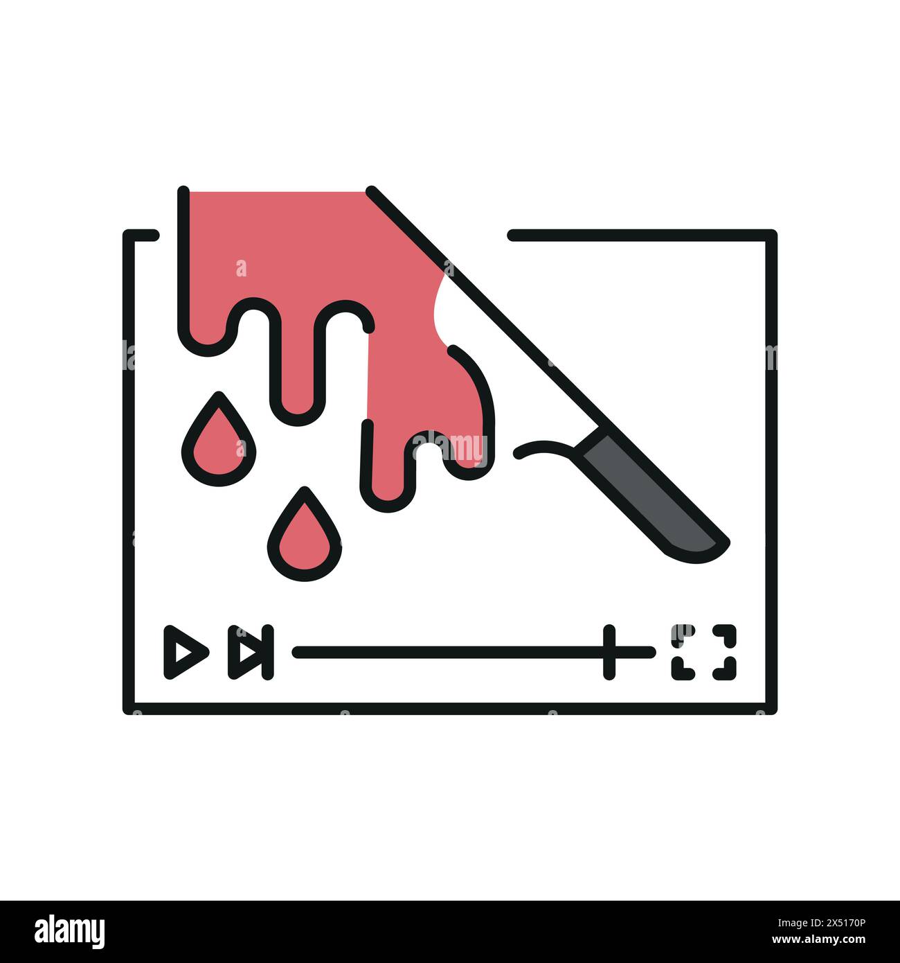 Icône noire de ligne de genre de film thriller. Signez pour la page Web, l'application mobile, le bouton, le logo. Bouton isolé de vecteur. Contour modifiable. Illustration de Vecteur