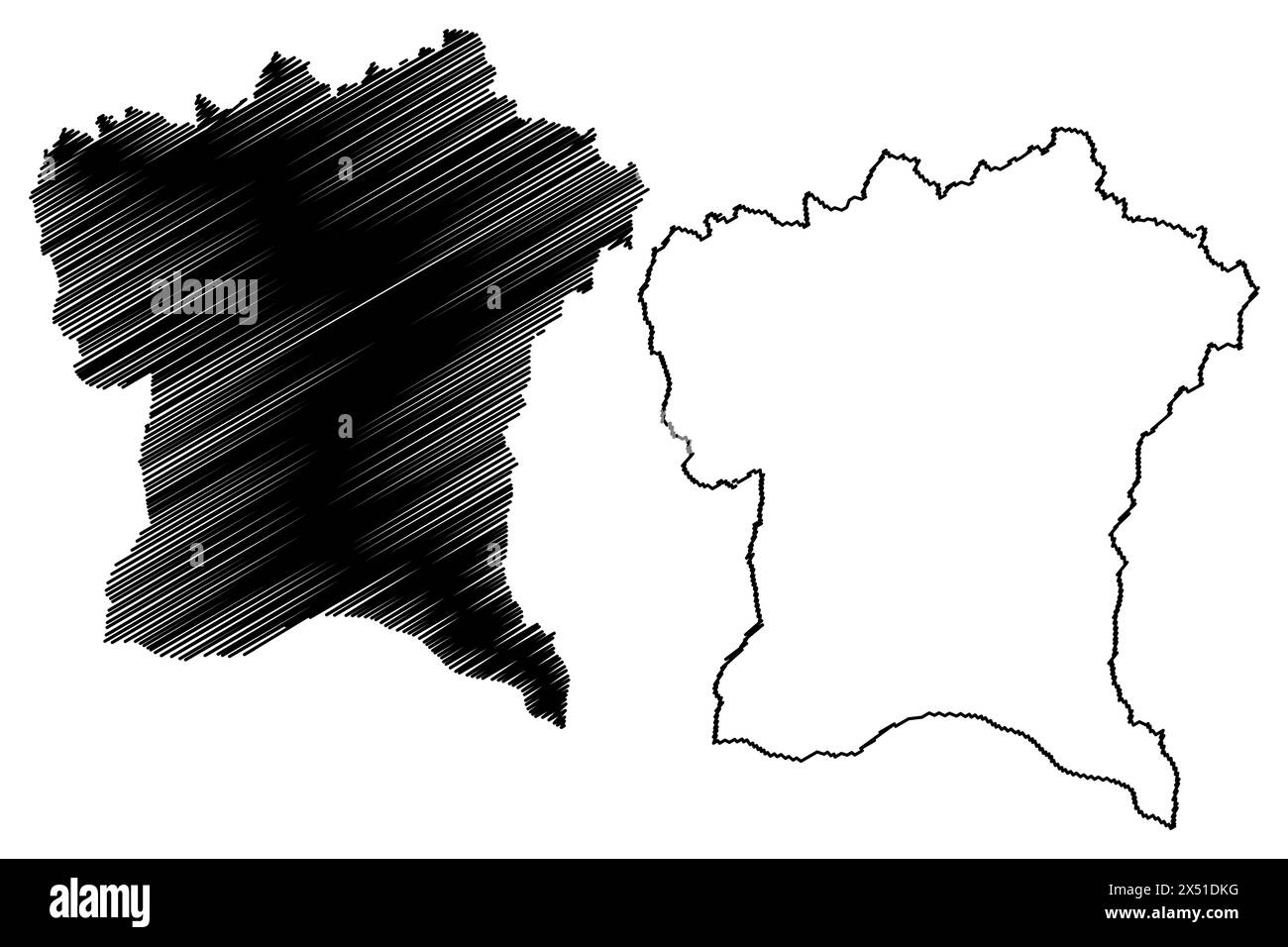Sudoststeiermark district (République d'Autriche ou Österreich, Styrie, Steiermark ou état de Štajerska) carte illustration vectorielle, scribble sketch Bezirk S. Illustration de Vecteur
