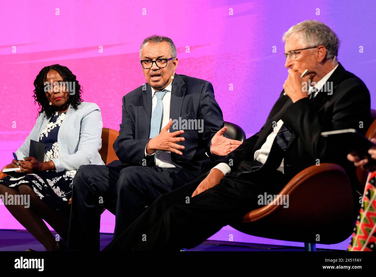 Elsinore, Danemark. 06 mai 2024. Dr Catherine Kyobutungi, directrice, Dr Tedros Adhanom Ghebreyesus, directrice de L’OMS et Bill Gates Bill & Melinda Gates Foundation au Sommet mondial de la science de la Fondation Novo Nordisk à Helsingoer le lundi 6 mai 2024. (Photo : Keld Navntoft crédit : Ritzau/Alamy Live News Banque D'Images