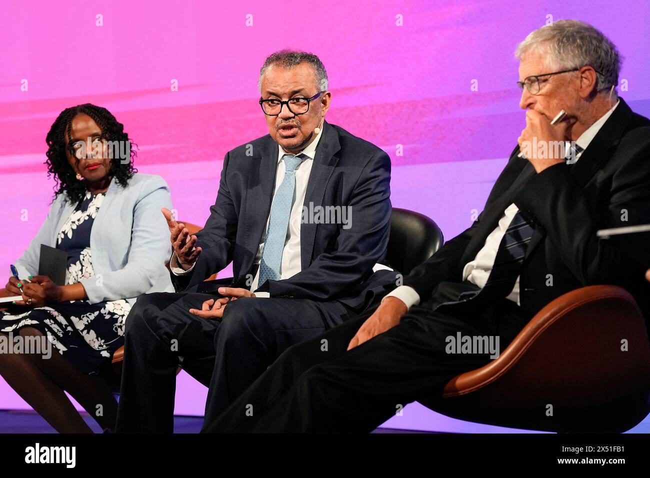Elsinore, Danemark. 06 mai 2024. Dr Catherine Kyobutungi, directrice, Dr Tedros Adhanom Ghebreyesus, directrice de L’OMS et Bill Gates Bill & Melinda Gates Foundation au Sommet mondial de la science de la Fondation Novo Nordisk à Helsingoer le lundi 6 mai 2024. (Photo : Keld Navntoft crédit : Ritzau/Alamy Live News Banque D'Images