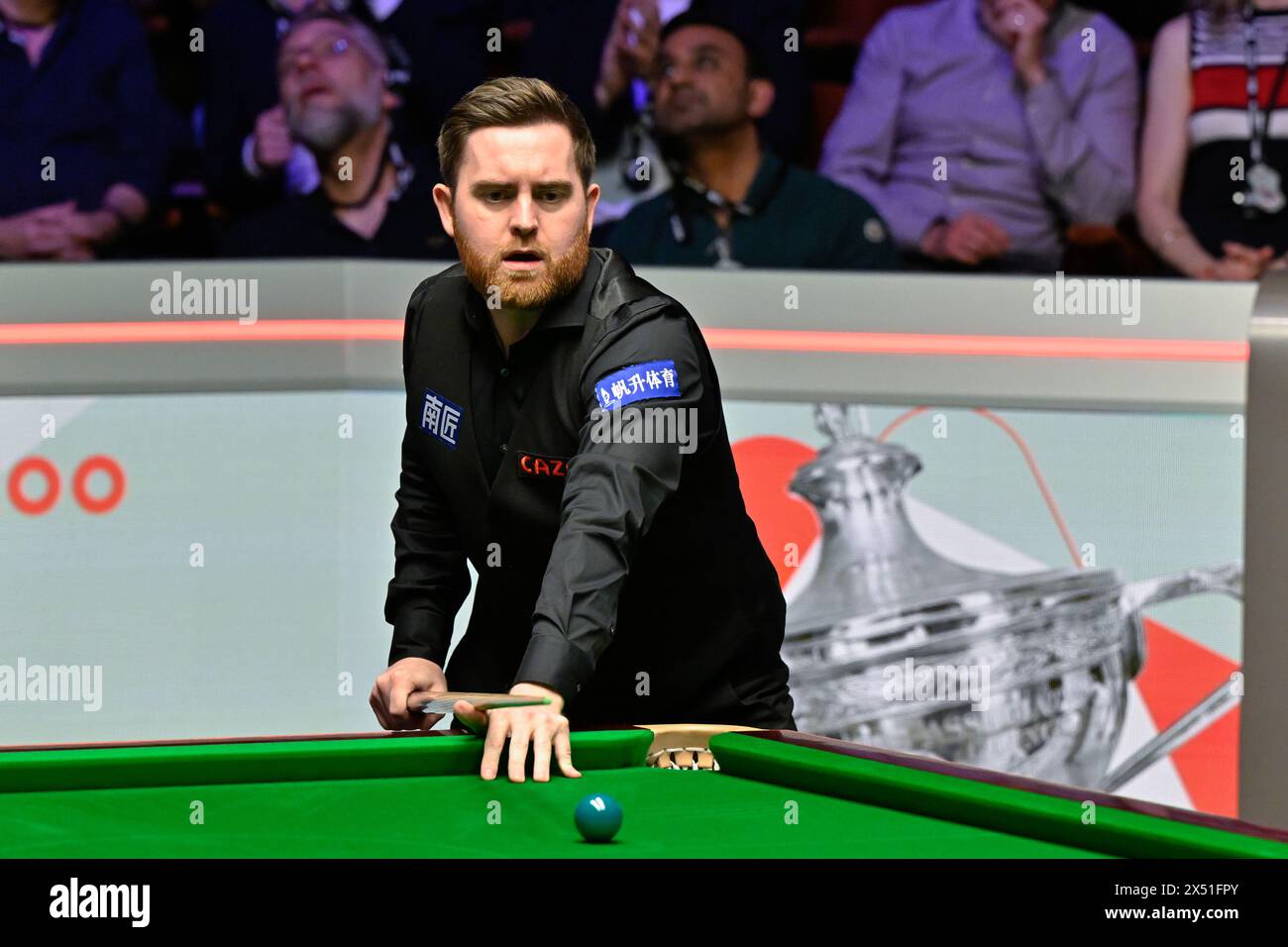 Jak Jones réagit lors de la finale des Championnats du monde Cazoo 2024 au Crucible Theatre, Sheffield, Royaume-Uni, le 6 mai 2024 (photo de Cody Froggatt/News images) Banque D'Images