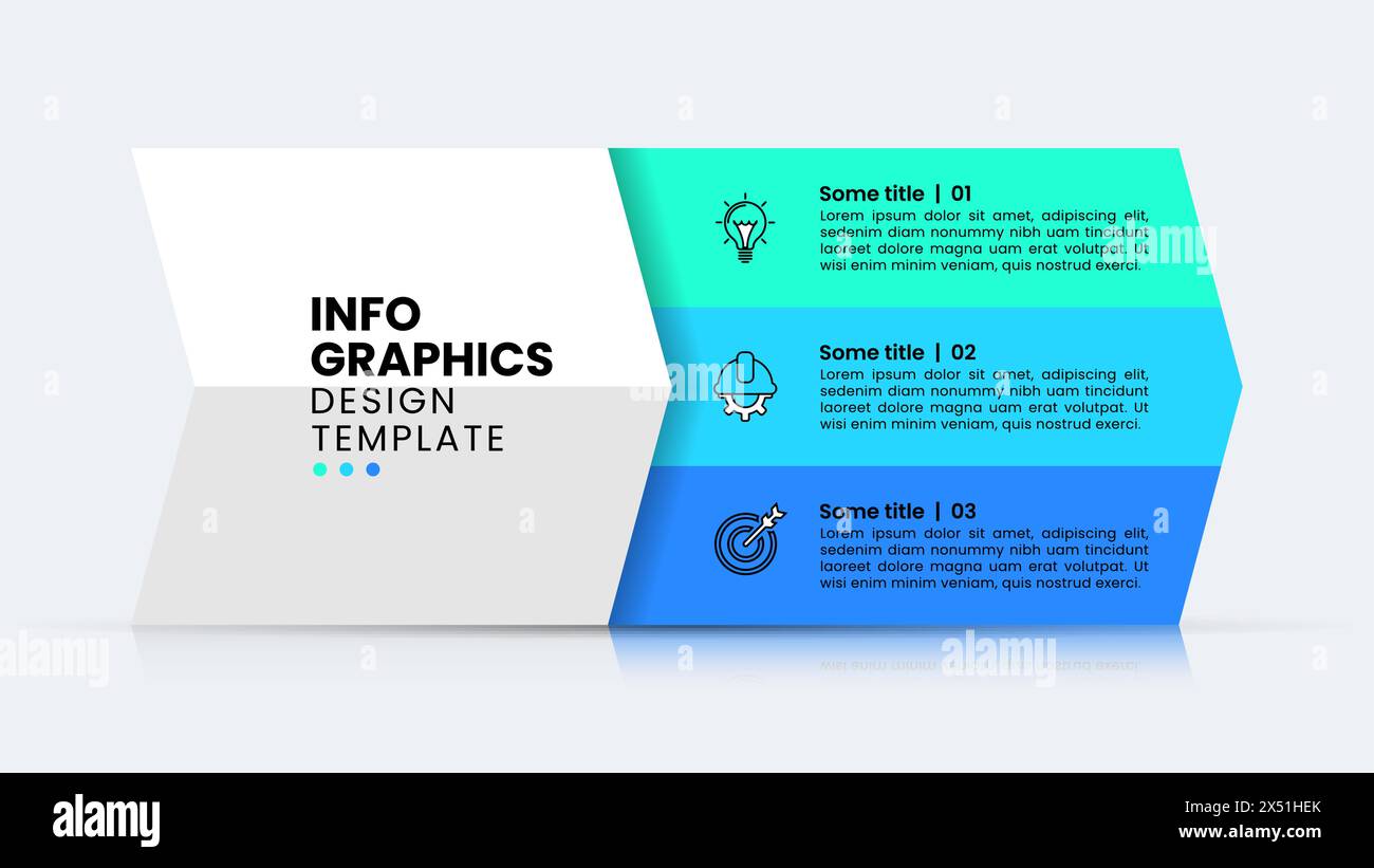 Modèle d'infographie avec icônes et 3 options ou étapes. Peut être utilisé pour la mise en page de flux de travail, le diagramme, la bannière, la conception Web. Illustration vectorielle Illustration de Vecteur