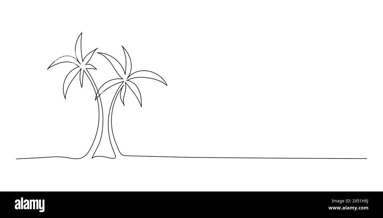 Dessin de ligne continue de palmier de noix de coco naturelle sur fond blanc. Concept minimaliste du voyage et des loisirs. Illustration vectorielle Illustration de Vecteur