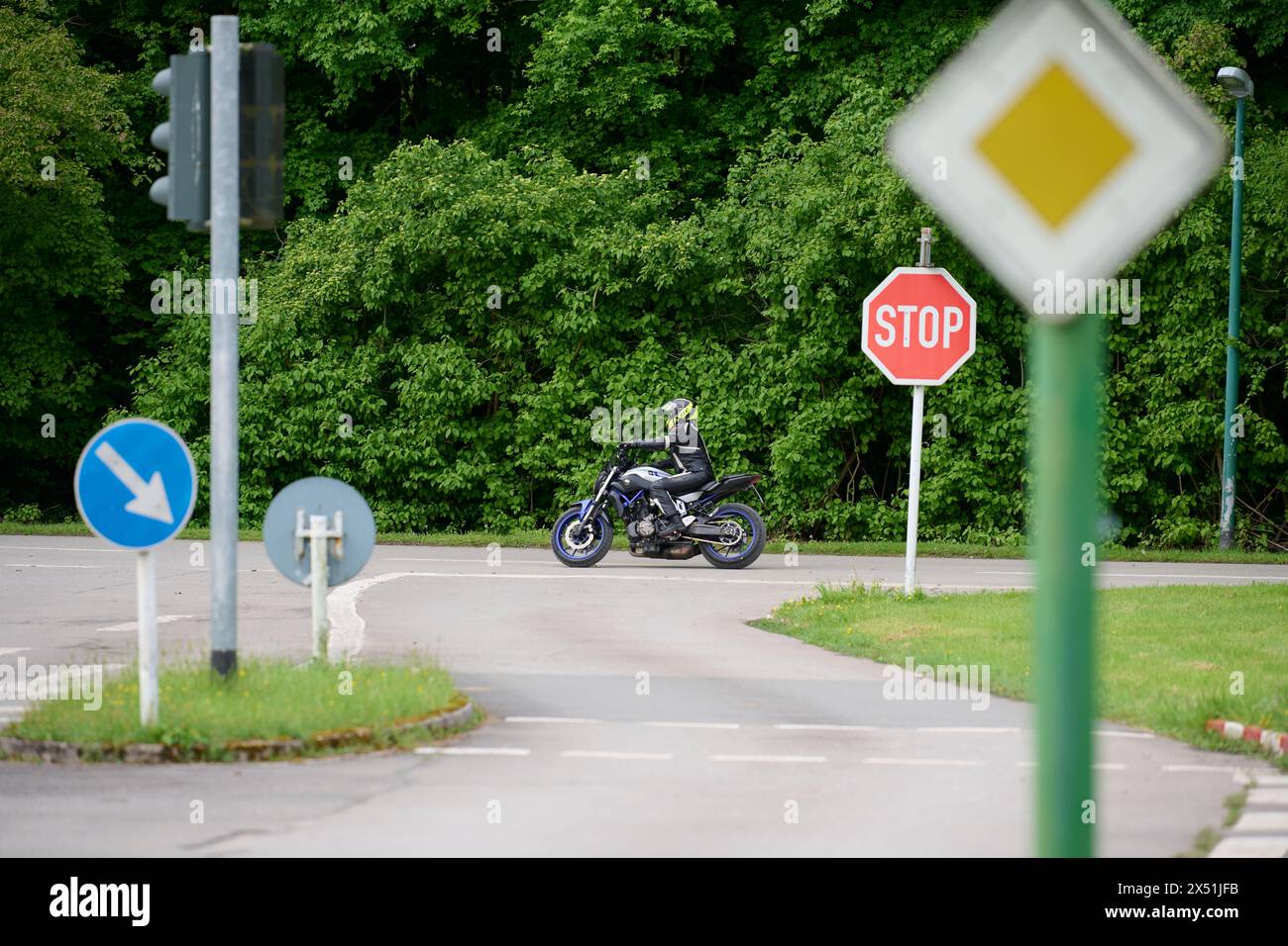 In Essen fand auf dem Verkehrsübungsplatz in Frillendorf ein Fahrsicherheitstraining für Motoradfahrer / innen statt. Formation Organisiert wird dieses Banque D'Images