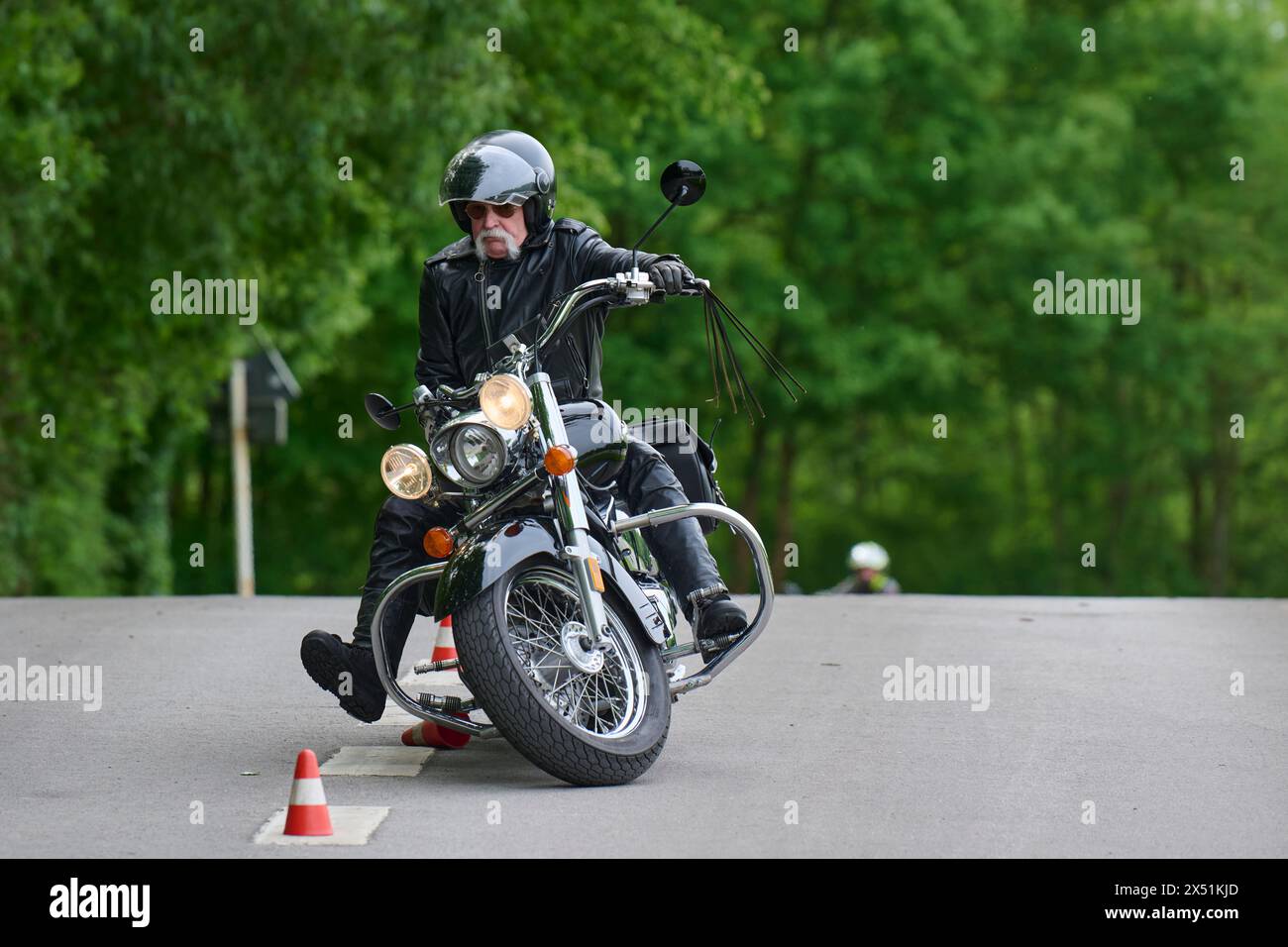 In Essen fand auf dem Verkehrsübungsplatz in Frillendorf ein Fahrsicherheitstraining für Motoradfahrer / innen statt. Formation Organisiert wird dieses Banque D'Images