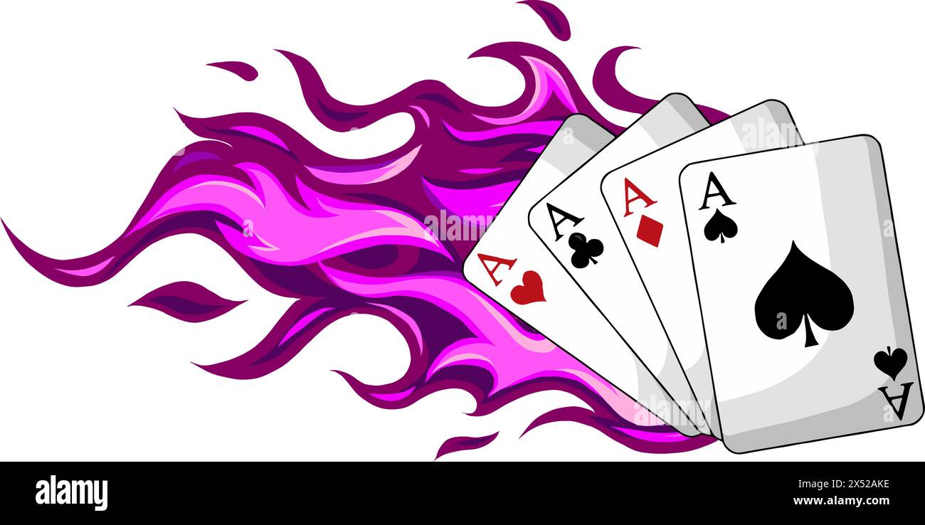 les as de poker brûlent sur fond blanc. illustration vectorielle Illustration de Vecteur