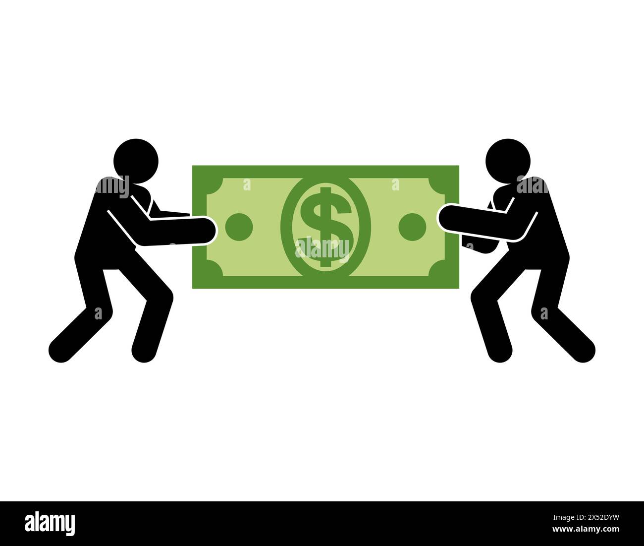 Les hommes d'affaires tirent de l'argent. Les gens partagent le profit. Concept de profit financier Illustration de Vecteur