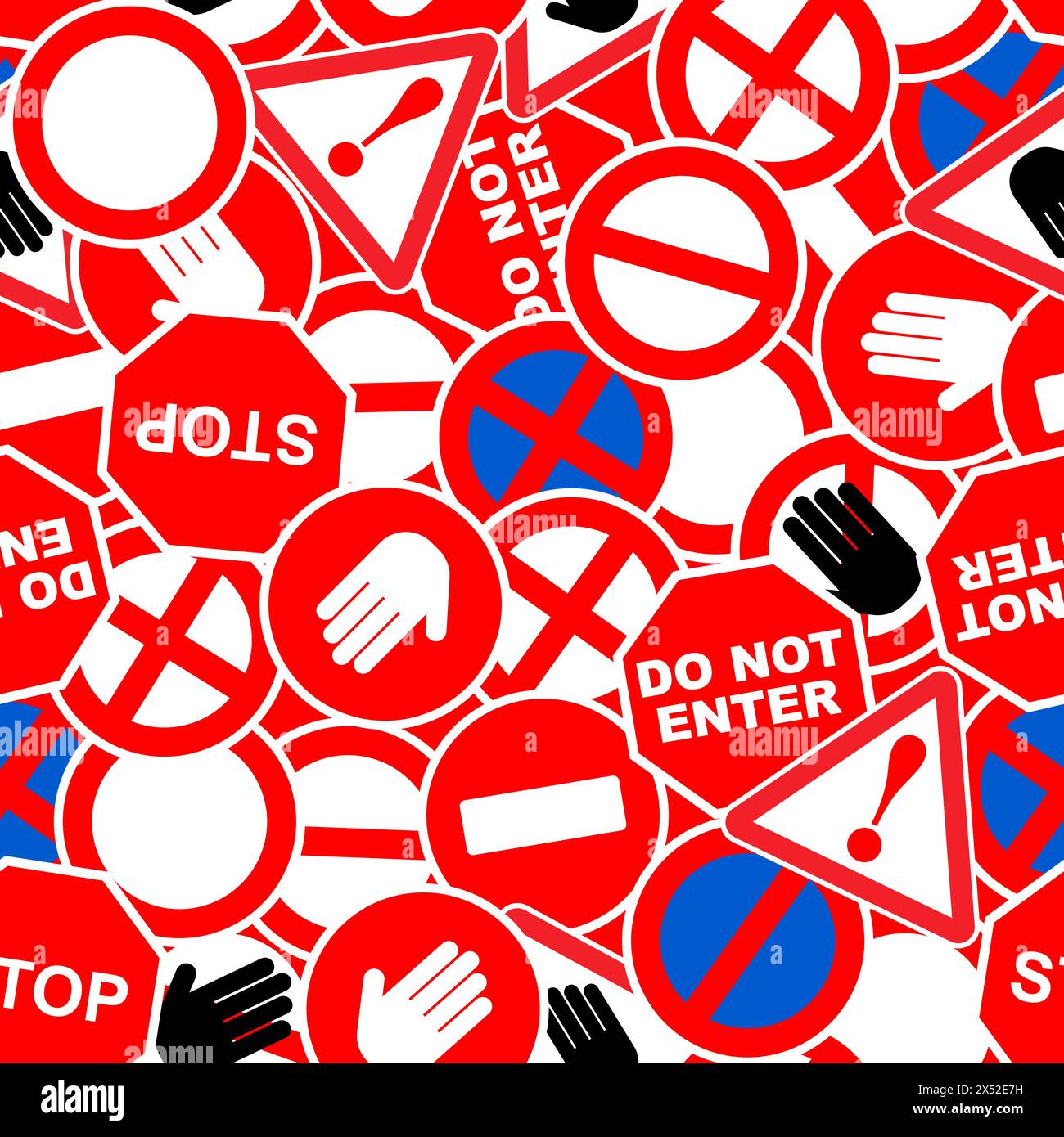 Ensemble de panneaux d'interdiction de circulation sans couture. Signe rouge de danger et de fond d'attention. Le passage est une texture fermée Illustration de Vecteur