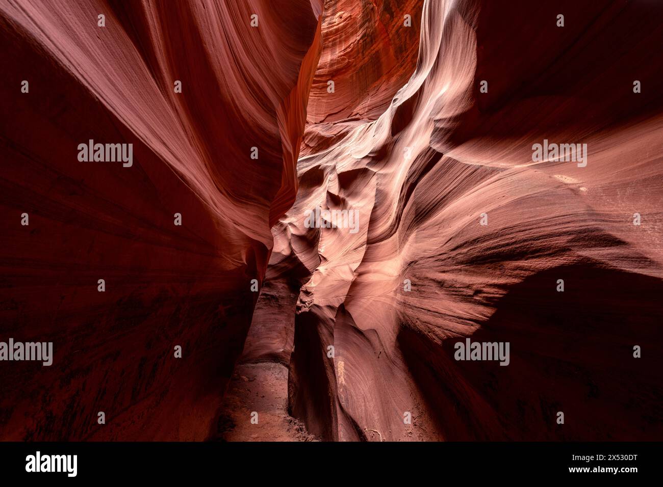 Cardiac slot canyon près de la page Arizona met en évidence le passage étroit, la lumière éclatante étonnante et les motifs complexes qui se forment sur des millions d'entre vous Banque D'Images