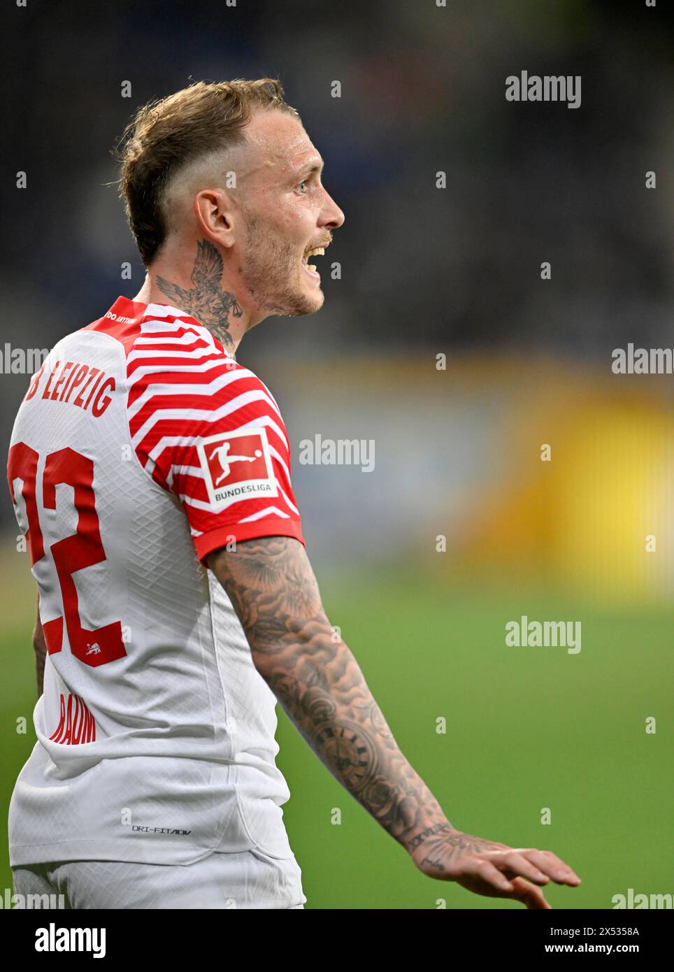 David Raum RasenBallsport Leipzig RBL (22 ans), tatouage, PreZero Arena, Sinsheim, Bade-Wuertemberg, Allemagne Banque D'Images