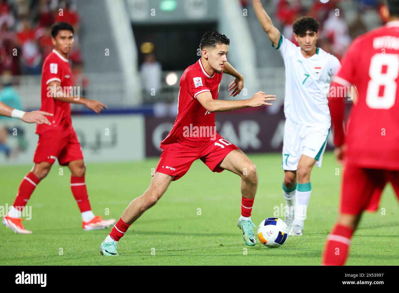 Doha, Qatar. 2 mai 2024. Justin Hubner (INA) Football/Football : Coupe d'Asie U23 de l'AFC Qatar 2024 3ème place match entre Irak et Indonésie au stade Abdullah Bin Khalifa à Doha, Qatar . Crédit : Yohei Osada/AFLO SPORT/Alamy Live News Banque D'Images