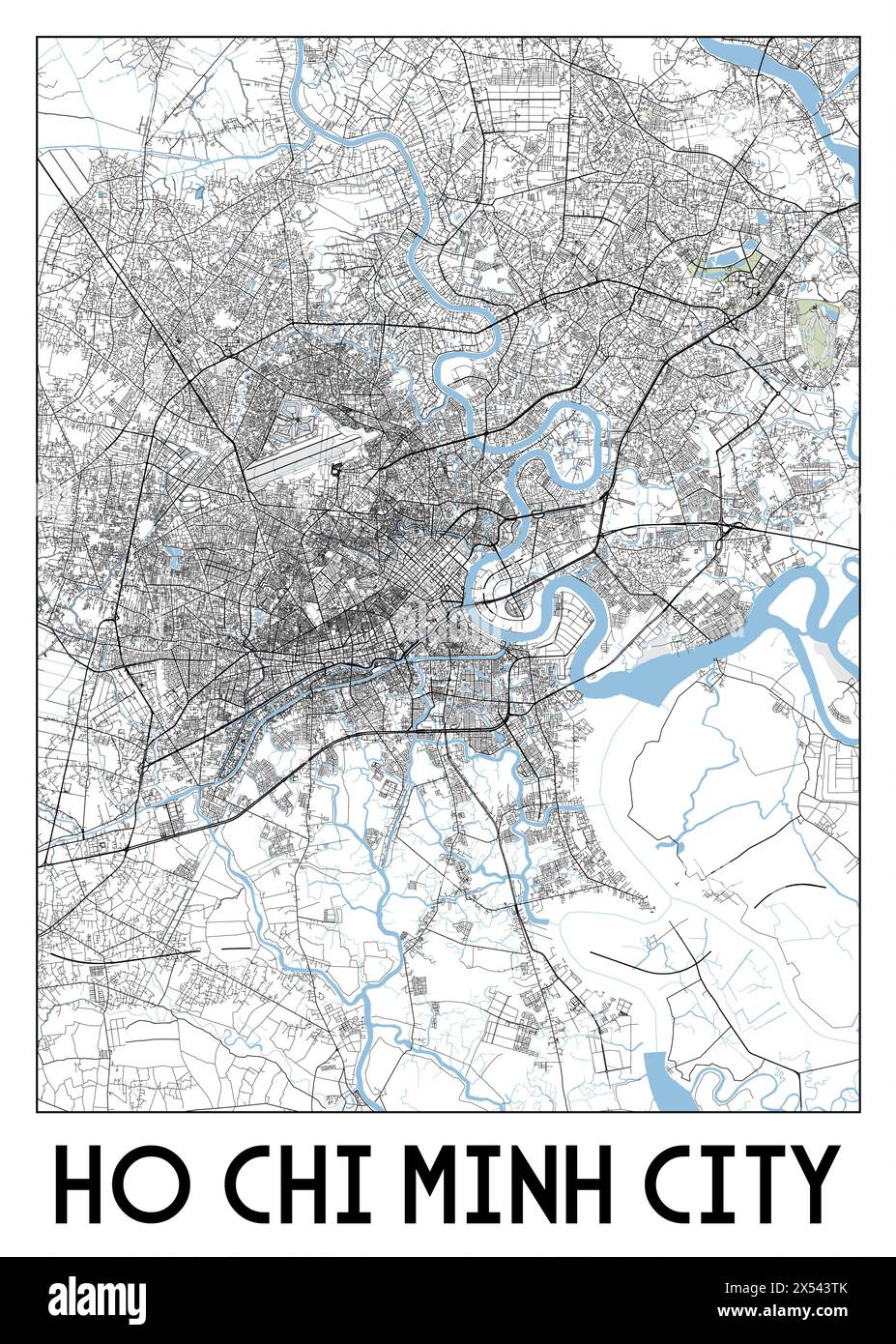 Ho Chi Minh ville, Vietnam art poster carte Illustration de Vecteur