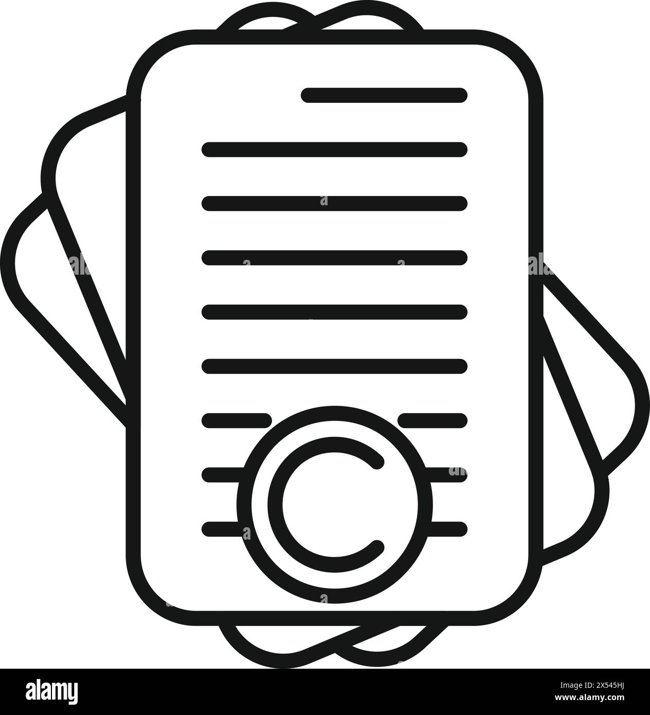 Vecteur de contour d'icône de papiers de copyright. Client de marque approuvé. Informations sur la justice Illustration de Vecteur