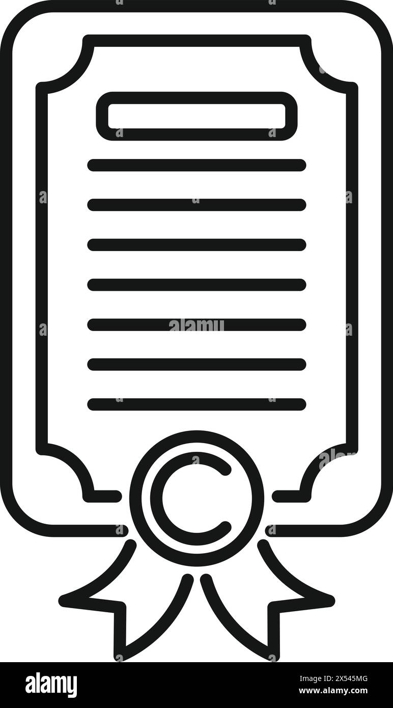 Vecteur de contour d'icône de certificat de droit d'auteur. Décision civile. Données de contenu Illustration de Vecteur