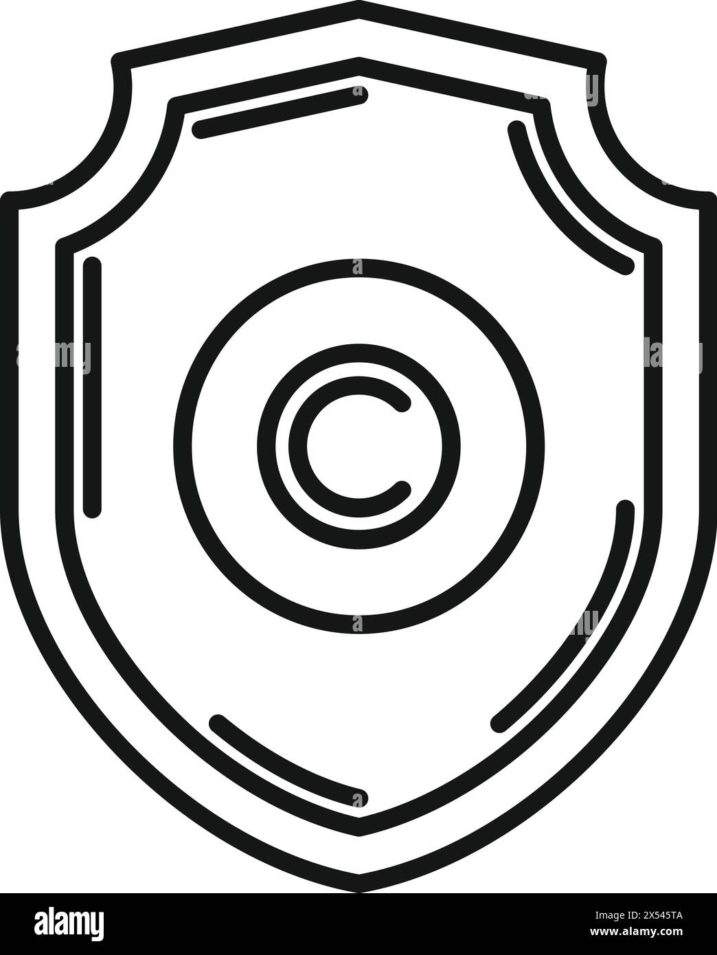 Vecteur de contour d'icône de protection de copyright. Impôt civil. Règle intelligente Illustration de Vecteur