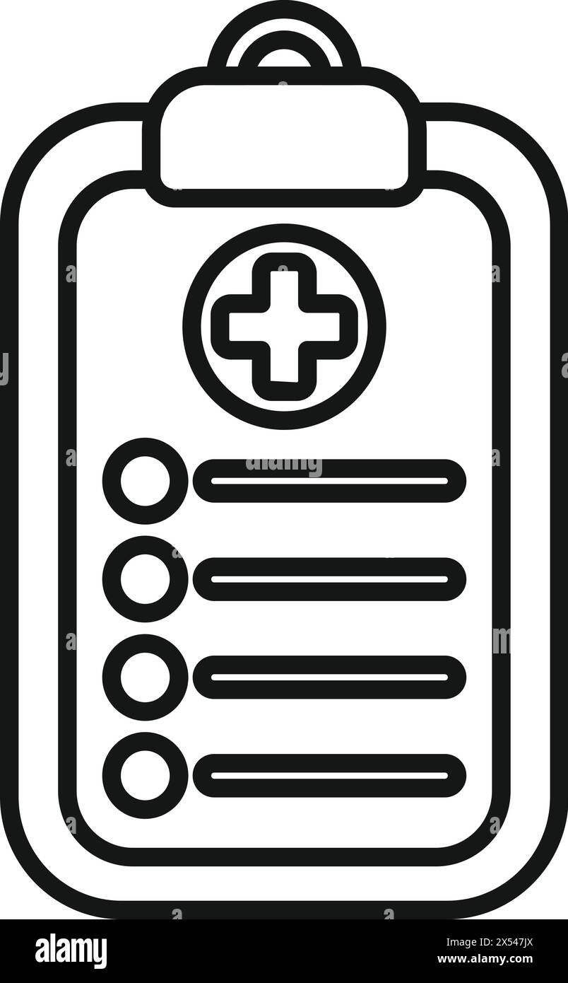 Vecteur de contour d'icône de tableau médical. Carte médicale du patient. Diagnostic de formulaire Illustration de Vecteur