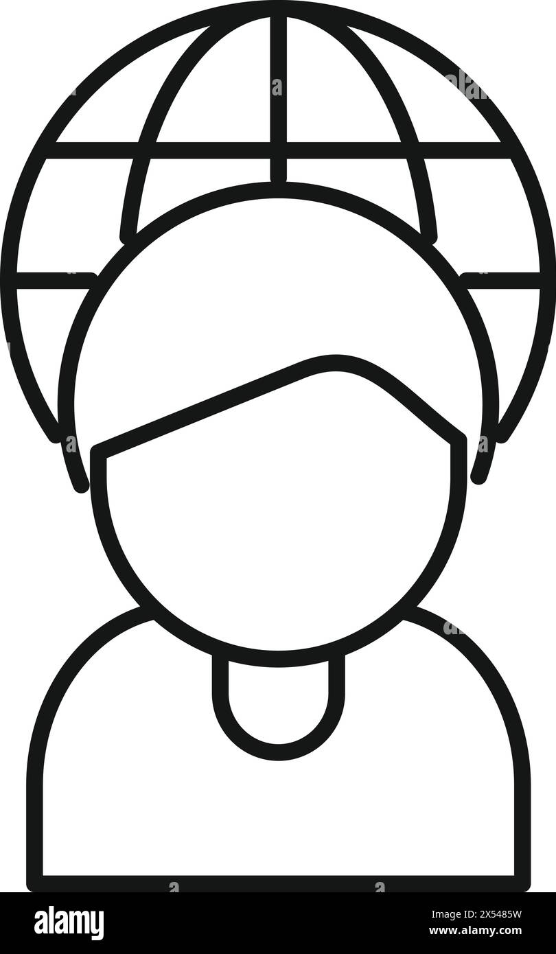 Vecteur de contour d'icône de partenaire mondial. Planet Business. Globe Company Illustration de Vecteur