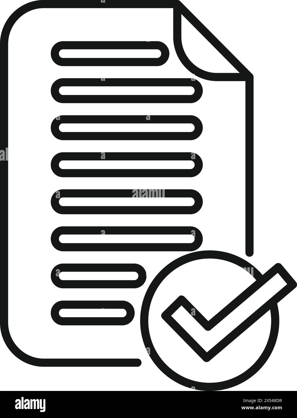 Vecteur de contour d'icône de document approuvé. Papier de sceau. Formulaire de page d'approbation Illustration de Vecteur