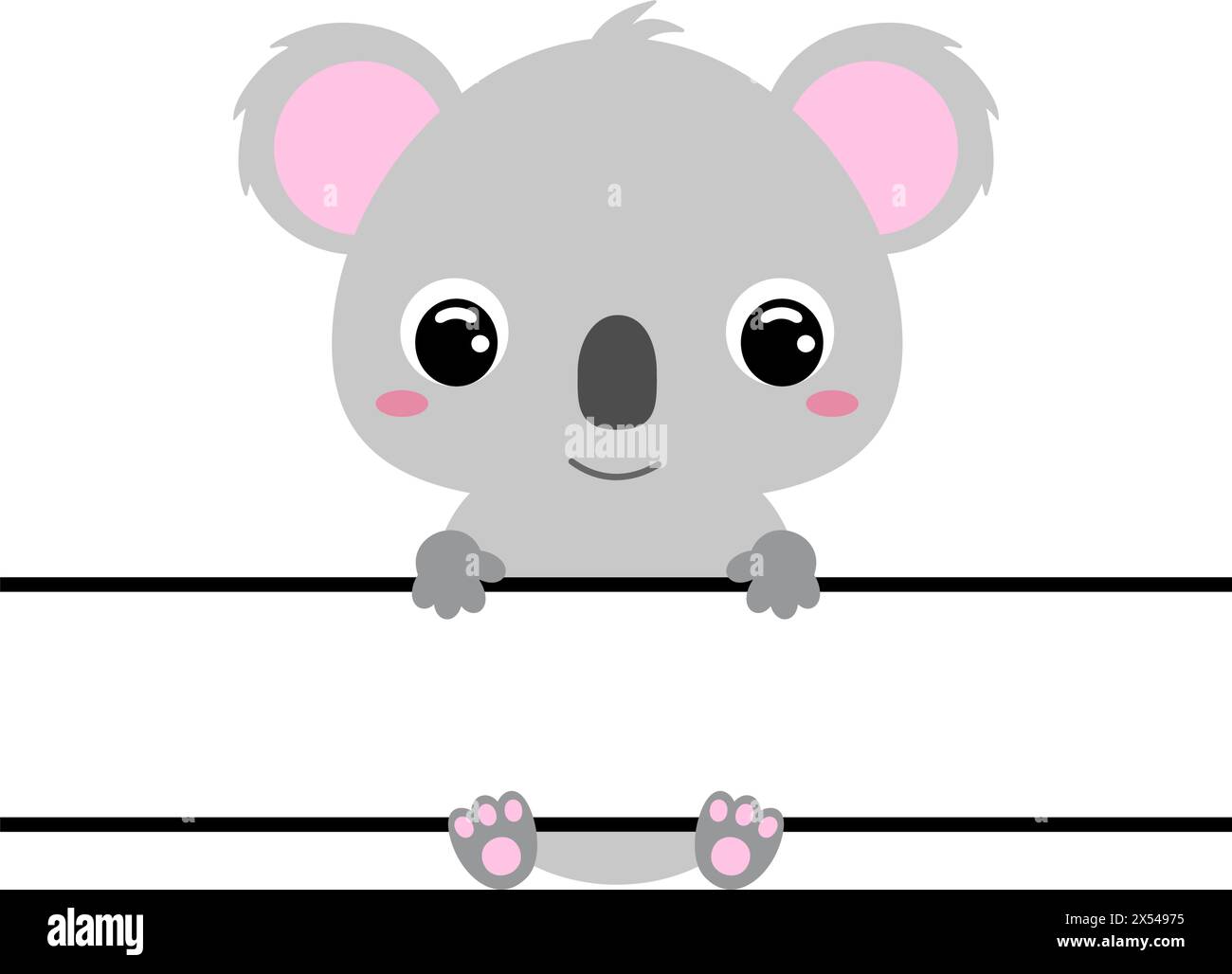 Mignon koala split monogramme. Personnage de dessin animé drôle pour chemise, scrapbooking, cartes de voeux, douche de bébé, invitation. Bouillon enfantin de couleur vive Illustration de Vecteur