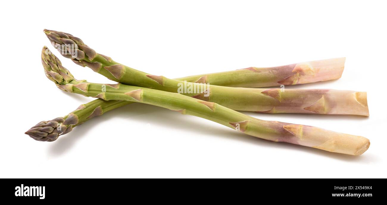 Asperges fraîches isolées sur fond blanc Banque D'Images