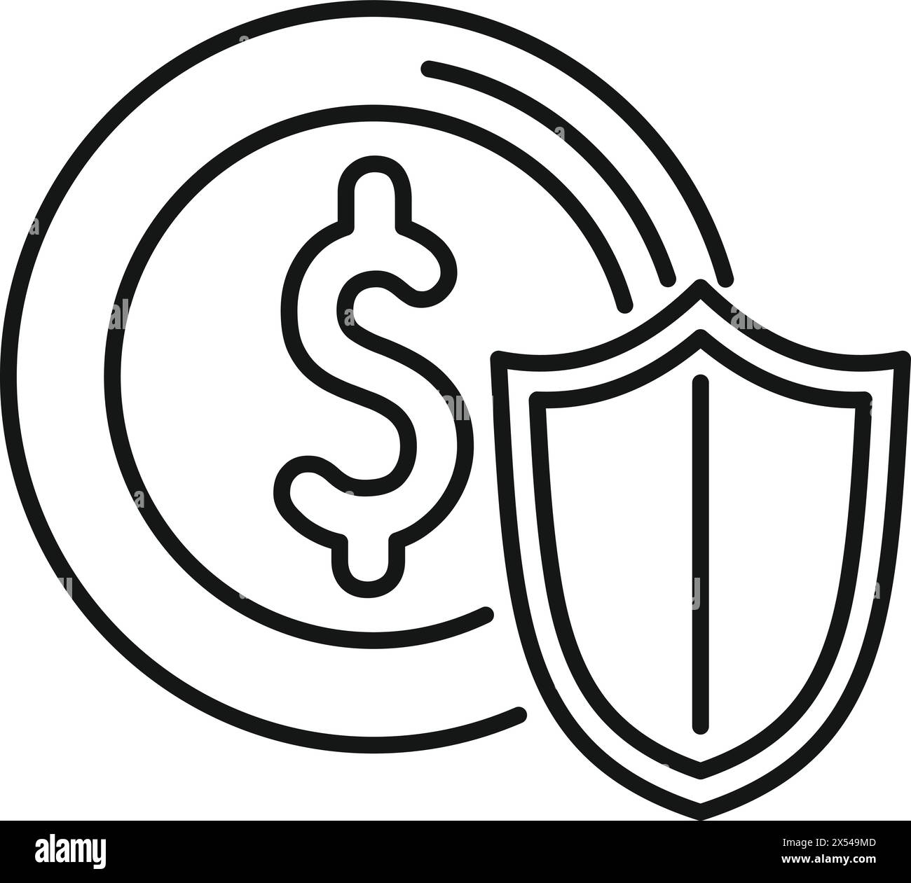 Vecteur de contour d'icône d'argent collatéral sécurisé. Prêt fiscal. Prêteur personnel Illustration de Vecteur